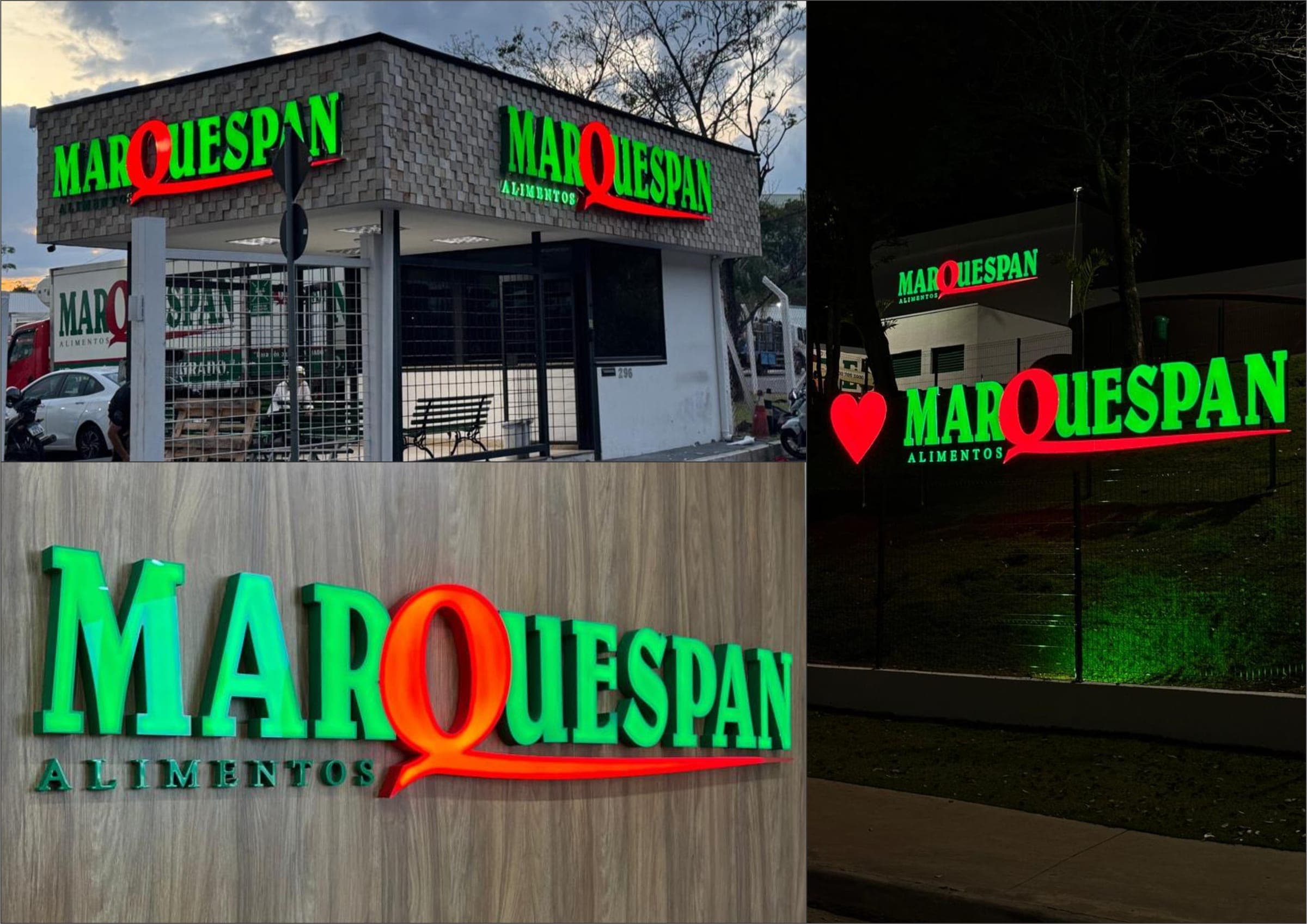 Letreiros retroiluminados na fachada Marquespan Minas Gerais