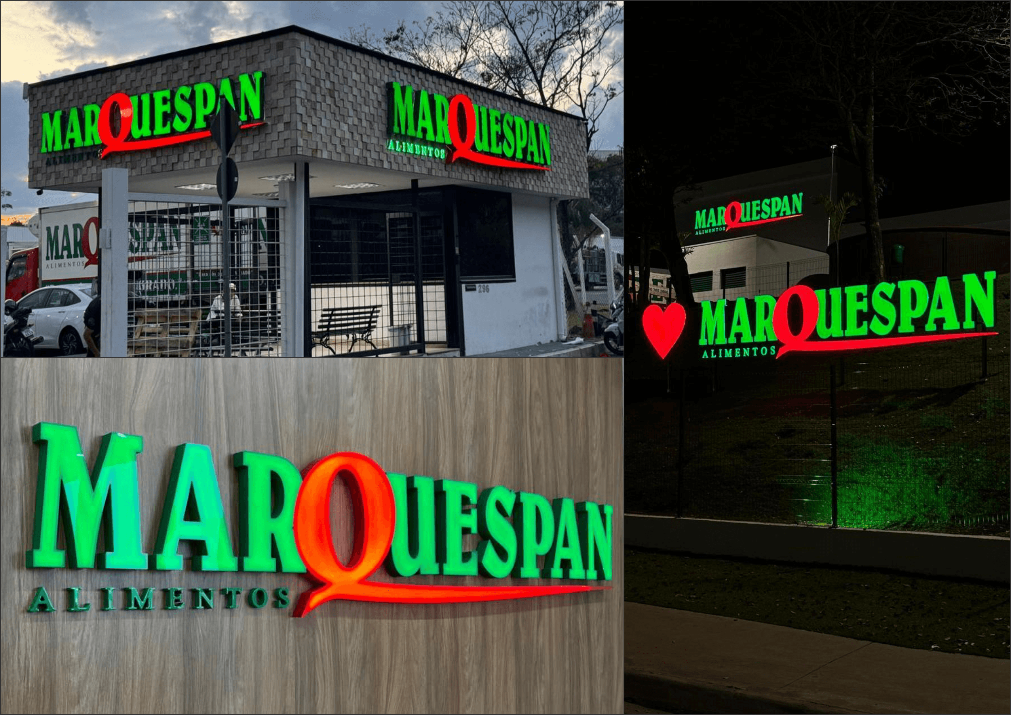 Letreiros retroiluminados na fachada Marquespan Minas Gerais