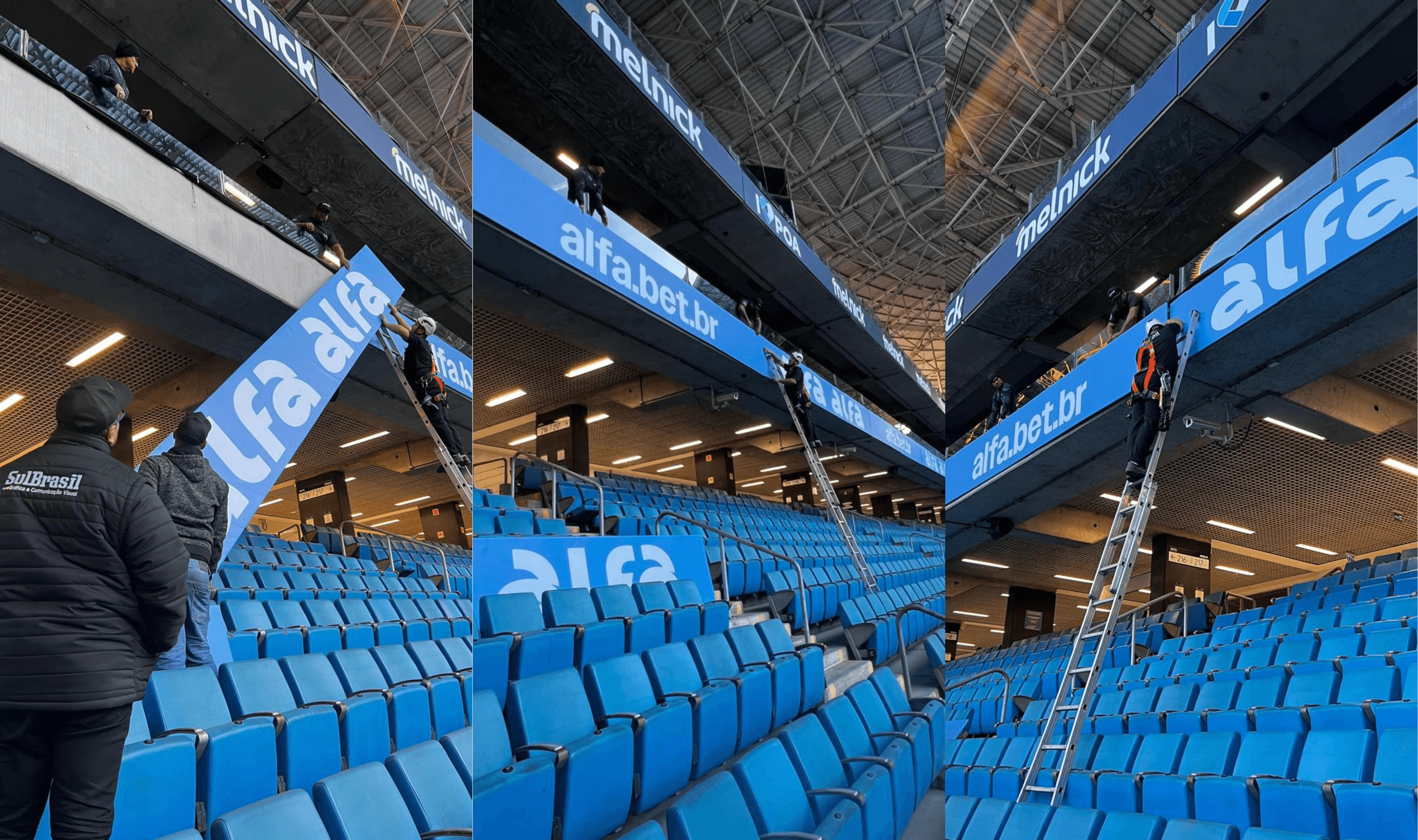 painéis em lona na arena do grêmio